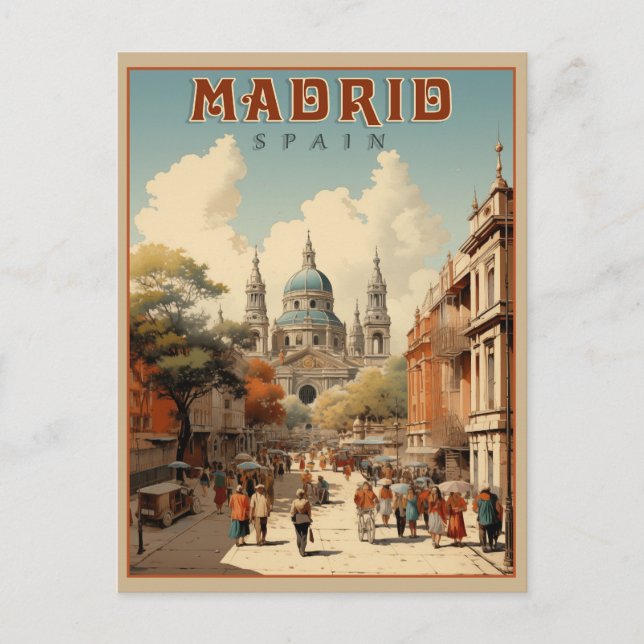 Vintage Madrid, Spanien Vykort (Framsida)