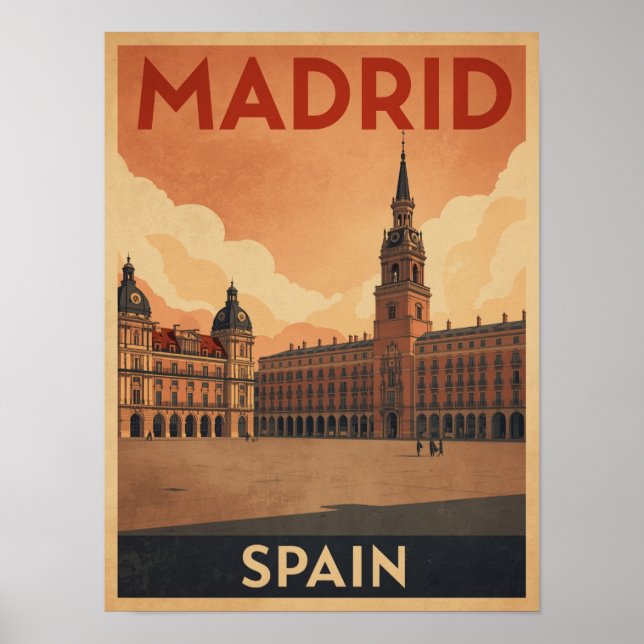 Vintage Madrid Travel Poster (Framsidan)