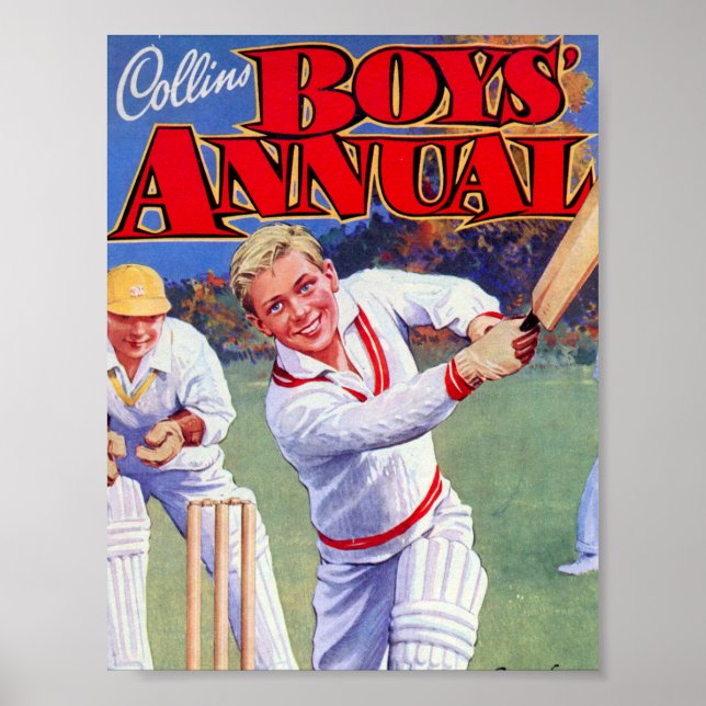 Vintage Magazine Boys spelar Cricket Poster (Framsidan)