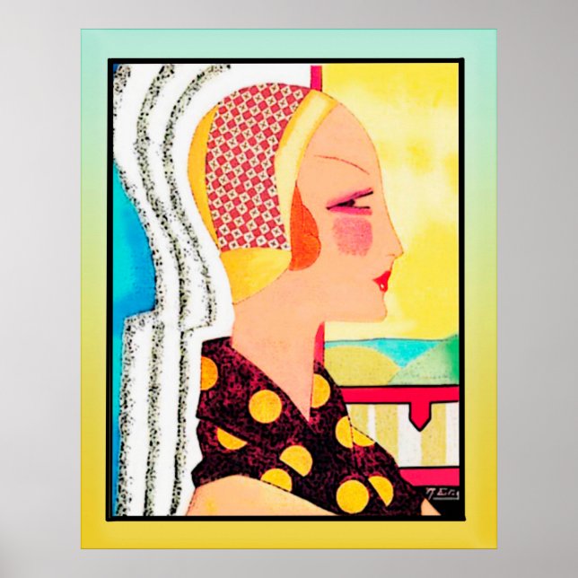 Vintage Magazine Cover Dam (Art Deco) Poster (Framsidan)