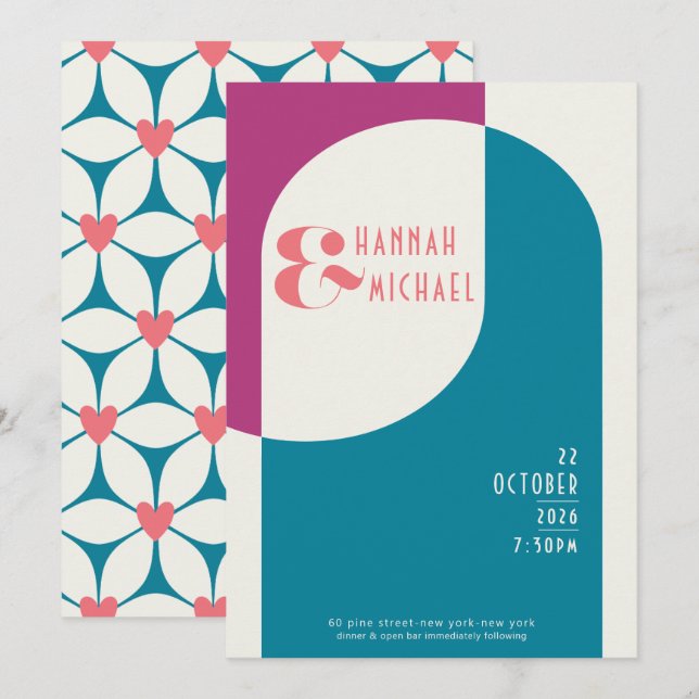 Vintage Magenta - inbjudan att lämna anbud (Fram/baksida)