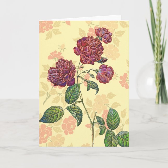 Vintage Magenta Ro Art Note Card Kort (Framsida)