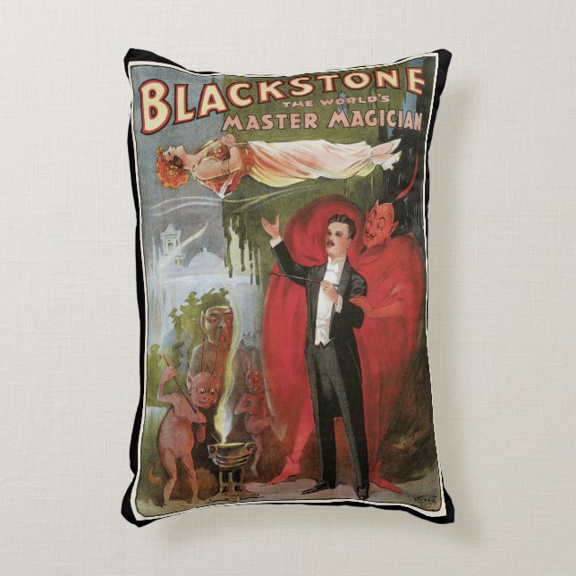 Vintage magi-affisch, Great Blackstone Magician Prydnadskudde (Framsidan(Vertikal))