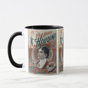 Vintage Magi Affisch, Magiker Harry Houdini Mugg