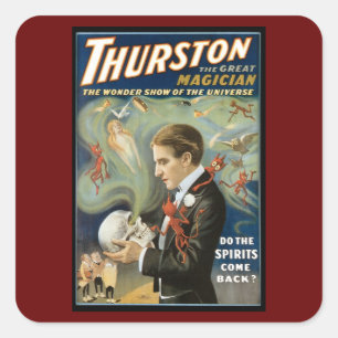 Vintage Magi-affisch, Thurston, Den Store Magikern Fyrkantigt Klistermärke