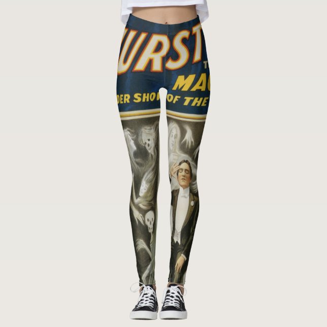 Vintage Magi-affisch, Thurston, Den Store Magikern Leggings (Framsida)