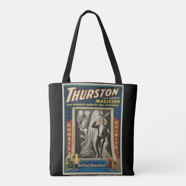 Vintage Magi-affisch, Thurston, Den Store Magikern Tygkasse (Baksida)