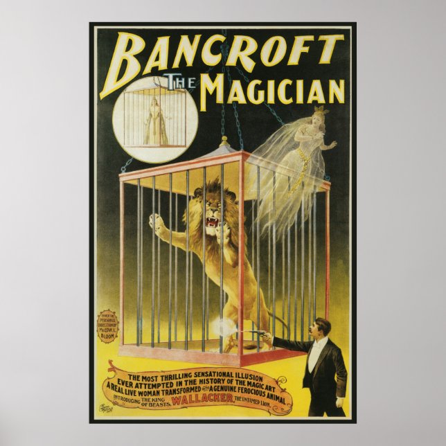 Vintage magi-affisch, trollkarlen Bancroft och lej Poster (Framsidan)