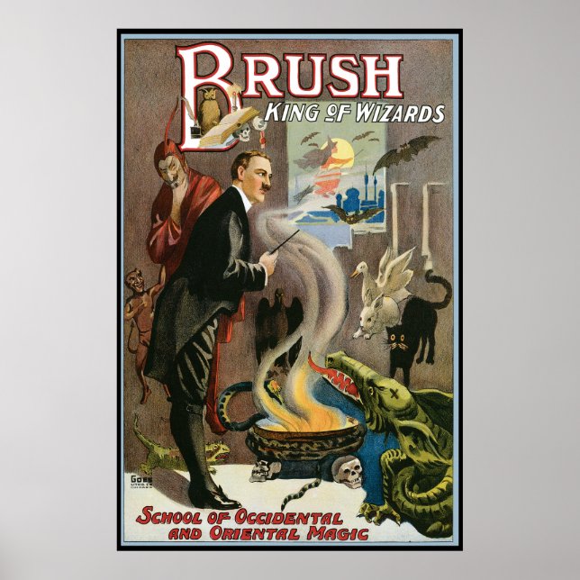Vintage Magi-plakat, Brush, Trollkarlarnas Konung Poster (Framsidan)