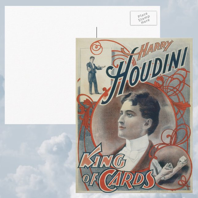 Vintage Magic-affisch, trollkarlen Harry Houdini  Vykort (Skapare uppladdad)