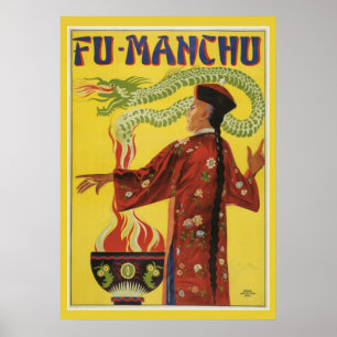 Vintage Magic Fu Manchu Magician Poster