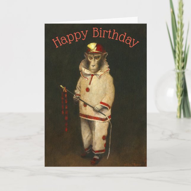 Vintage Magic Monkey Birthday Card Kort (Framsida)