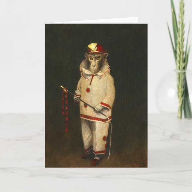 Vintage Magic Monkey Hälsning Card Kort (Framsida)
