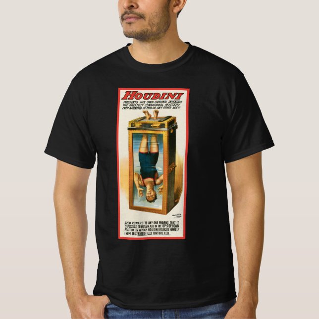Vintage Magic-plakat, Magiker Harry Houdini T Shirt (Framsida)
