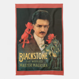 Vintage Magic Poster, Great Blackstone Magiker Kökshandduk