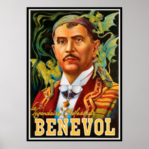 Vintage Magic Poster, legendarisk professor Benevo Poster