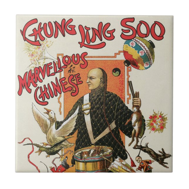 Vintage Magic Poster, Magician Chung Ling Soo Kakelplatta (Framsidan)