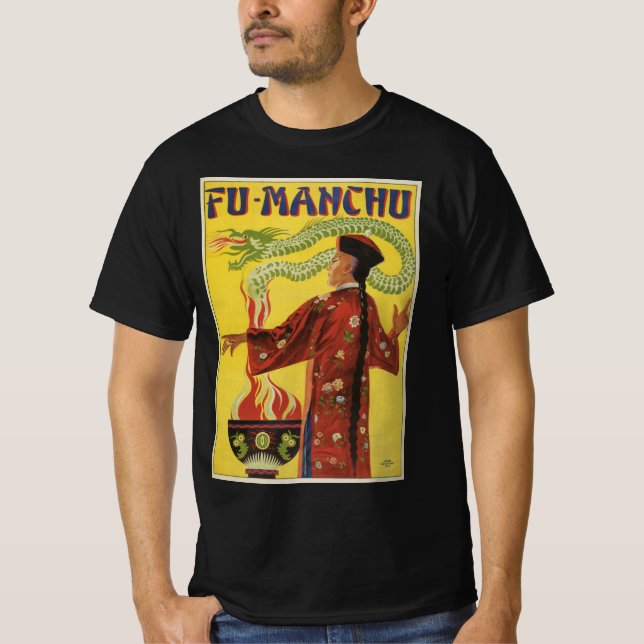 Vintage Magic Poster, Magician Fu-Manchu T Shirt (Framsida)