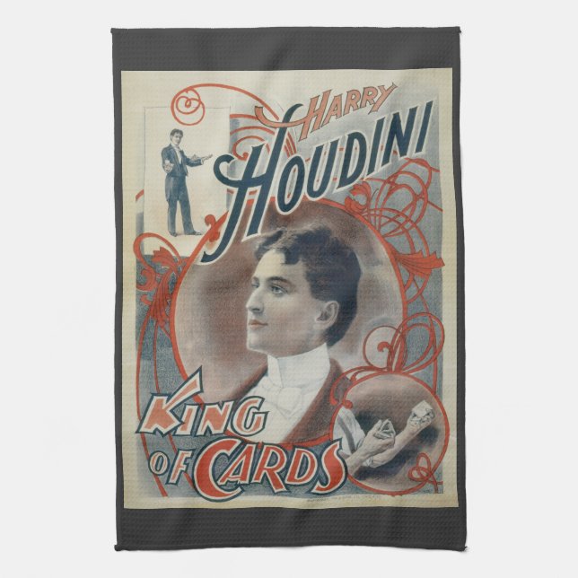Vintage Magic Poster, Magician Harry Houdini Kökshandduk (Vertikal)