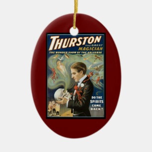 Vintage Magic Poster, Thurston, Underbara Magician Julgransprydnad Keramik