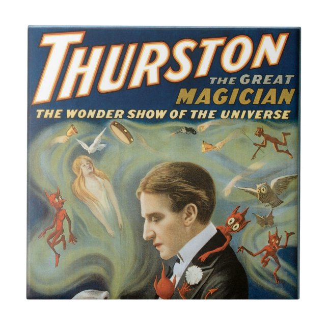Vintage Magic Poster, Thurston, Underbara Magician Kakelplatta (Framsidan)