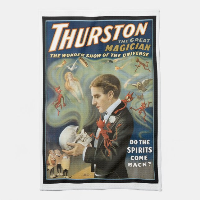 Vintage Magic Poster, Thurston, Underbara Magician Kökshandduk (Vertikal)