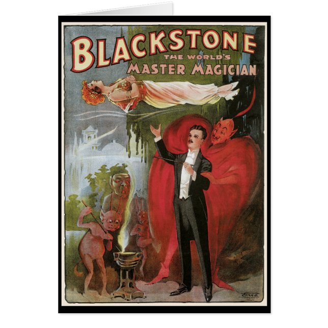 Vintage Magic Poster, Underbar Blackstone Magician Hälsningskort (Framsidan)