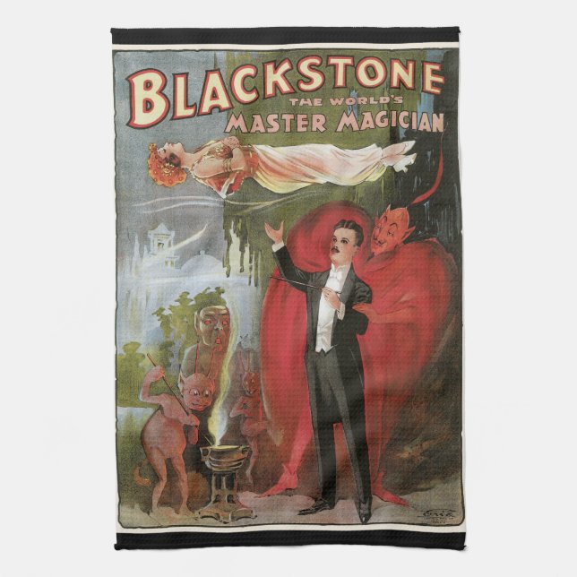 Vintage Magic Poster, Underbar Blackstone Magician Kökshandduk (Vertikal)