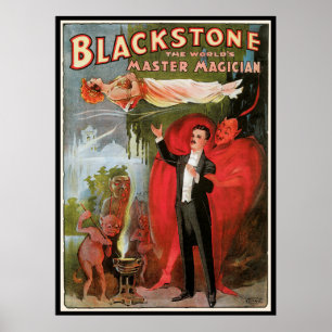 Vintage Magic Poster, Underbar Blackstone Magician Poster