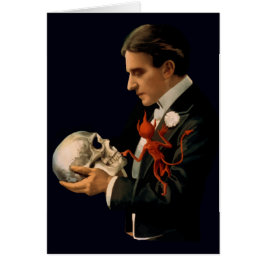 Vintage Magician, Thurston Holding a Human Skull Hälsningskort