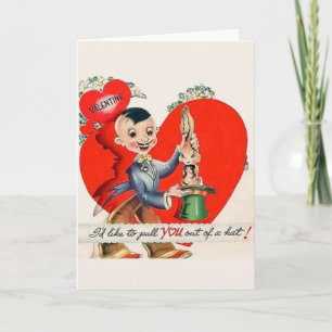Vintage Magician Valentine Day Card Helgkort
