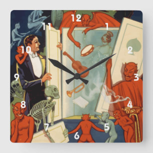 Vintage Magikern Carter den Store Magi Akt Fyrkantig Klocka