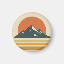 Vintage Magnet för Bergssolnedgång