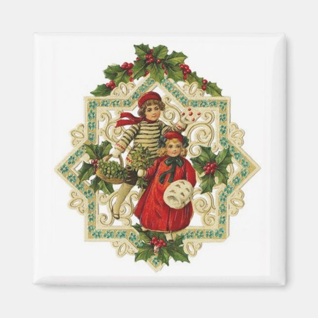 Vintage Magnet, jultomte Magnet (Framsidan)
