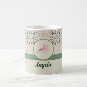 Vintage Magnolia-Blommarna Ephemera Mönster Kaffemugg