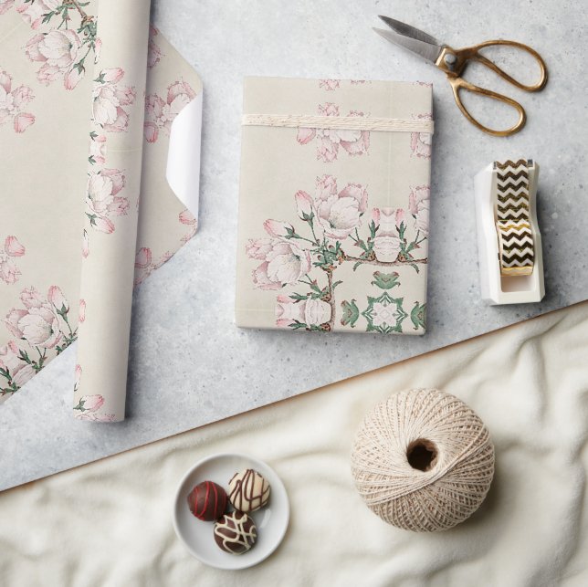 Vintage Magnolia-Blommarna Ephemera Mönster Presentpapper (Hantverk)