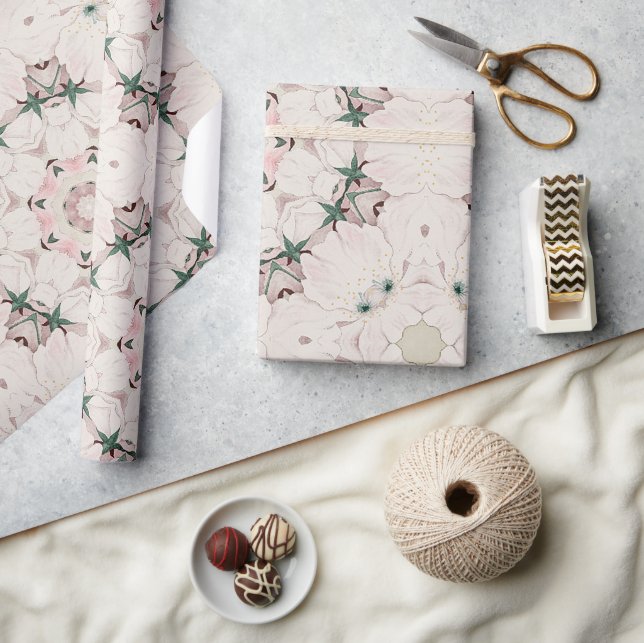 Vintage Magnolia-Blommigten Ephemera Mönster Presentpapper (Hantverk)