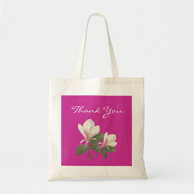 vintage magnolia blomster bröllop tack tygkasse (Framsidan)