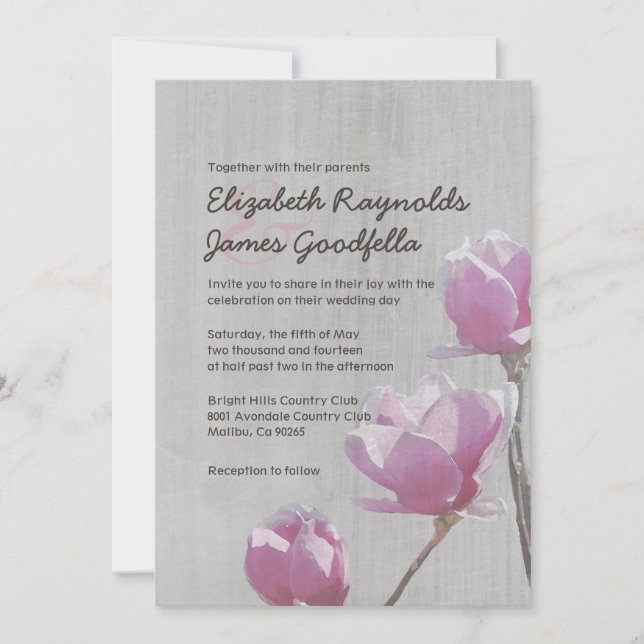 Vintage Magnolia-bröllopsinbjudningar Inbjudningar (Framsida)