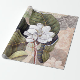 Vintage Magnolia Elegant Botanical Collage Presentpapper