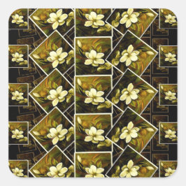 Vintage Magnolia Grandiflora Remixed in Ramar Fyrkantigt Klistermärke