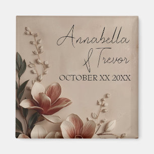 Vintage Magnolia Romantisk Blommig Anpassat Namn Magnet