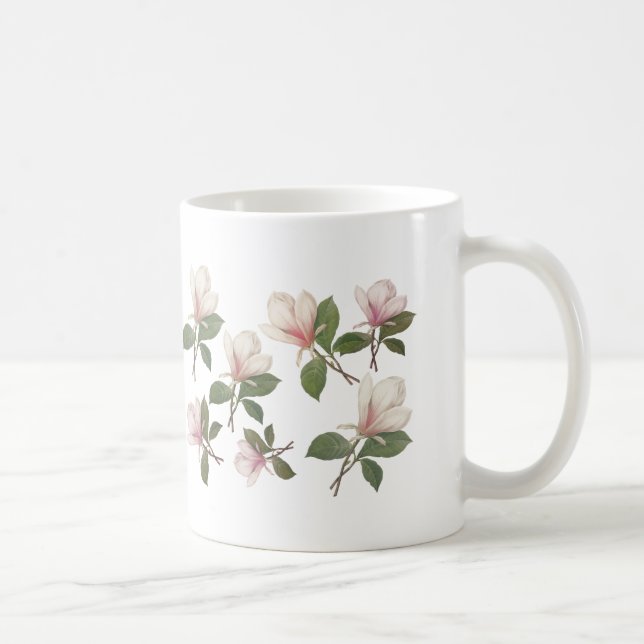 Vintage magnoliablomma blomster.  Klassisk, elegan Kaffemugg (Höger)