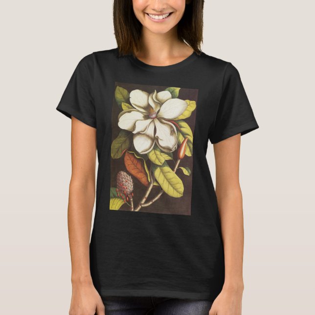 Vintage Magnoliablommor Växt Med Frön T-shirt (Framsida)