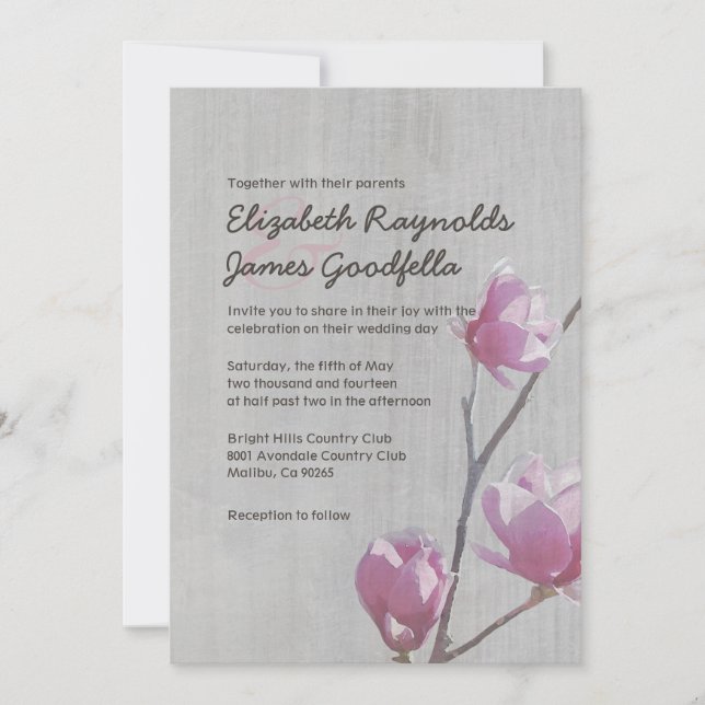 Vintage Magnolias bröllopsinbjudningar Inbjudningar (Framsida)