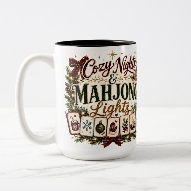 Vintage Mahjong Mysig Natt Två-Tonad Mugg (Vänster)