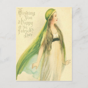 Vintage Maiden St patrick's day Card Vykort
