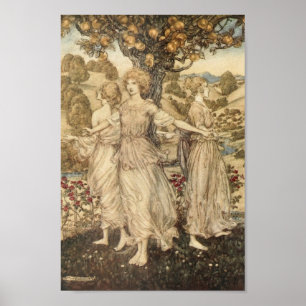 Vintage - Maidens vid Träd, Poster