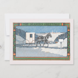 Vintage Mail Horse och Buggy-julhälsningar Julkort