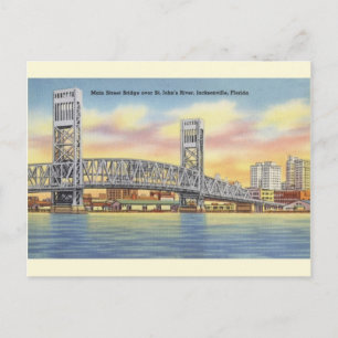 Vintage Main Street Bridge Jacksonville Postcard Vykort